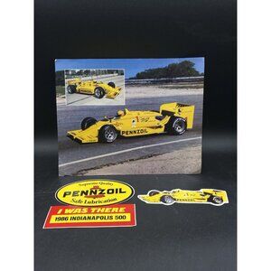 1986 Hero Card Penske 2 Stickers Indy 500 & Car Vintage Pennzoil I Was There